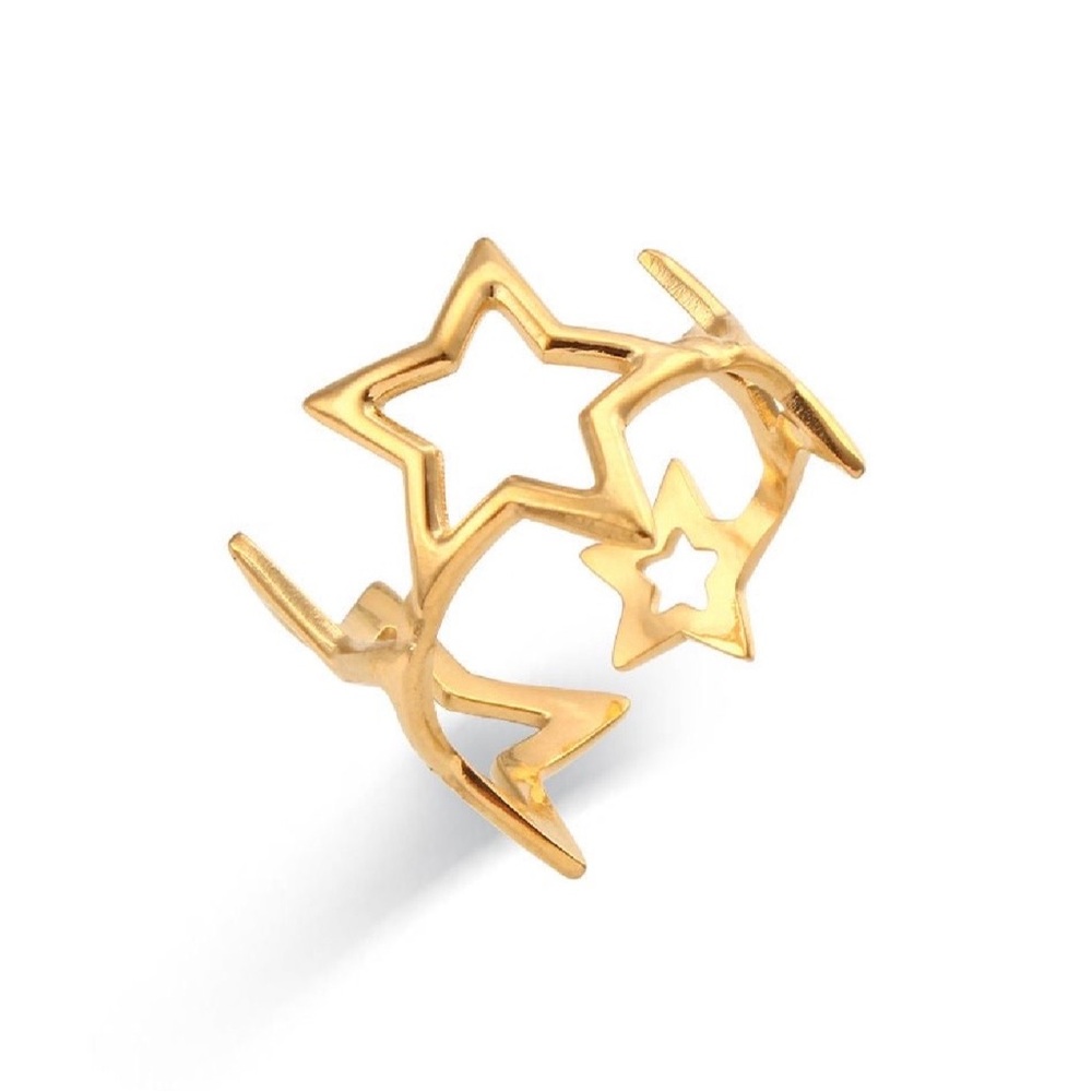 Gold Star Cutout Ring Adjustable - Picture 1 of 1